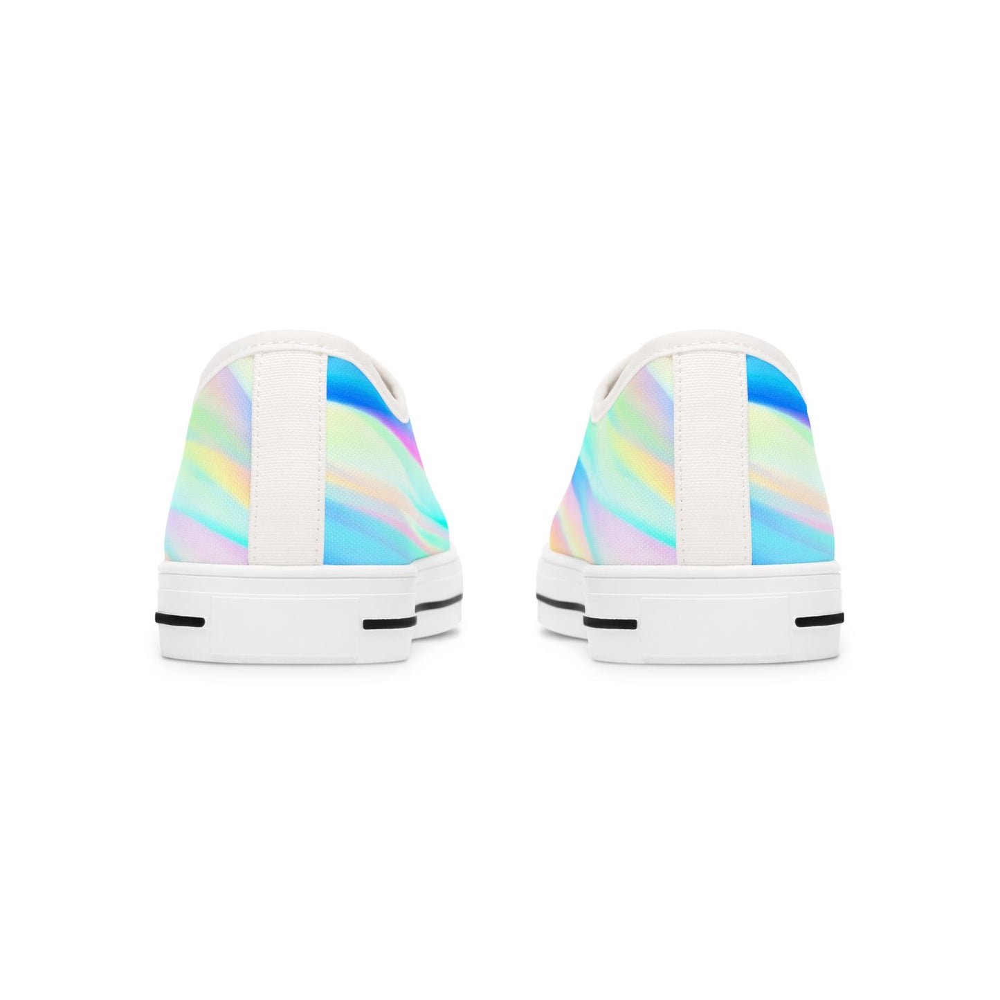 Holographic Rainbow Low Top Sneakers — Women's Iridescent Casual Shoes