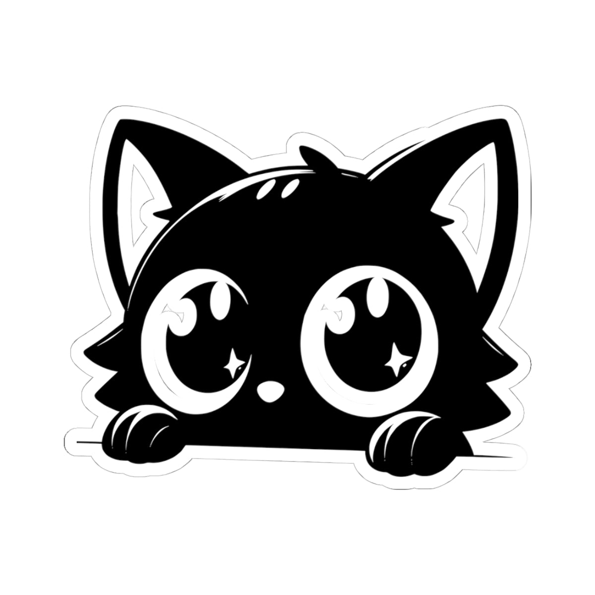 Cute Cat Kiss-Cut Stickers | Black Cat Laptop Decals, Cute Aesthetic Stickers, Gift for Cat Lovers, Cute Animal Stickers