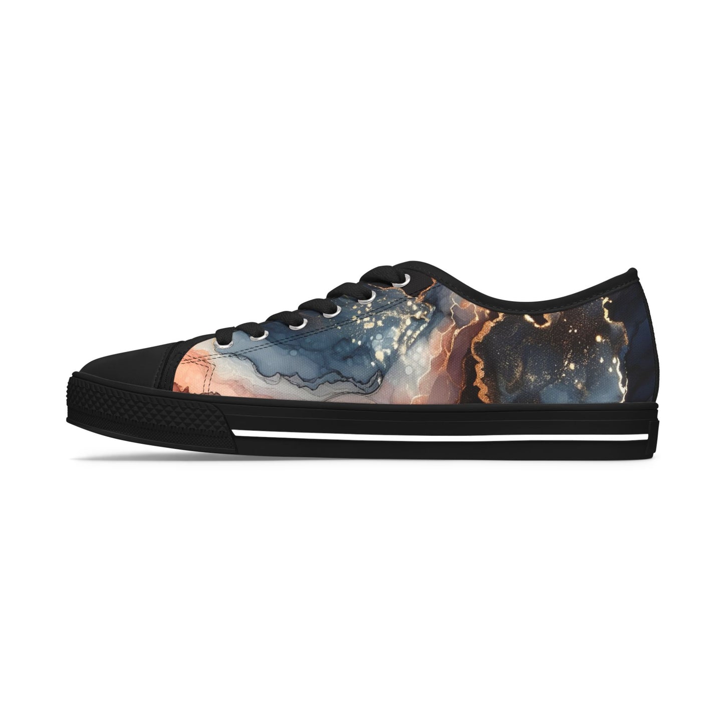 Abstract Marble-Print Low Top Sneakers — Women's Artistic Casual Shoes