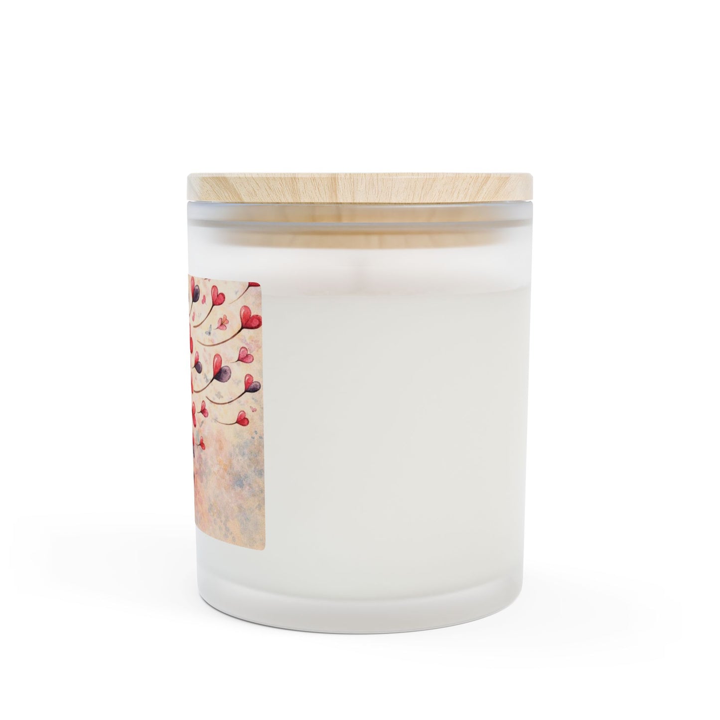 Frosted Glass Candle — Whimsical Heart Dandelion Floral Scented Candle (11oz)