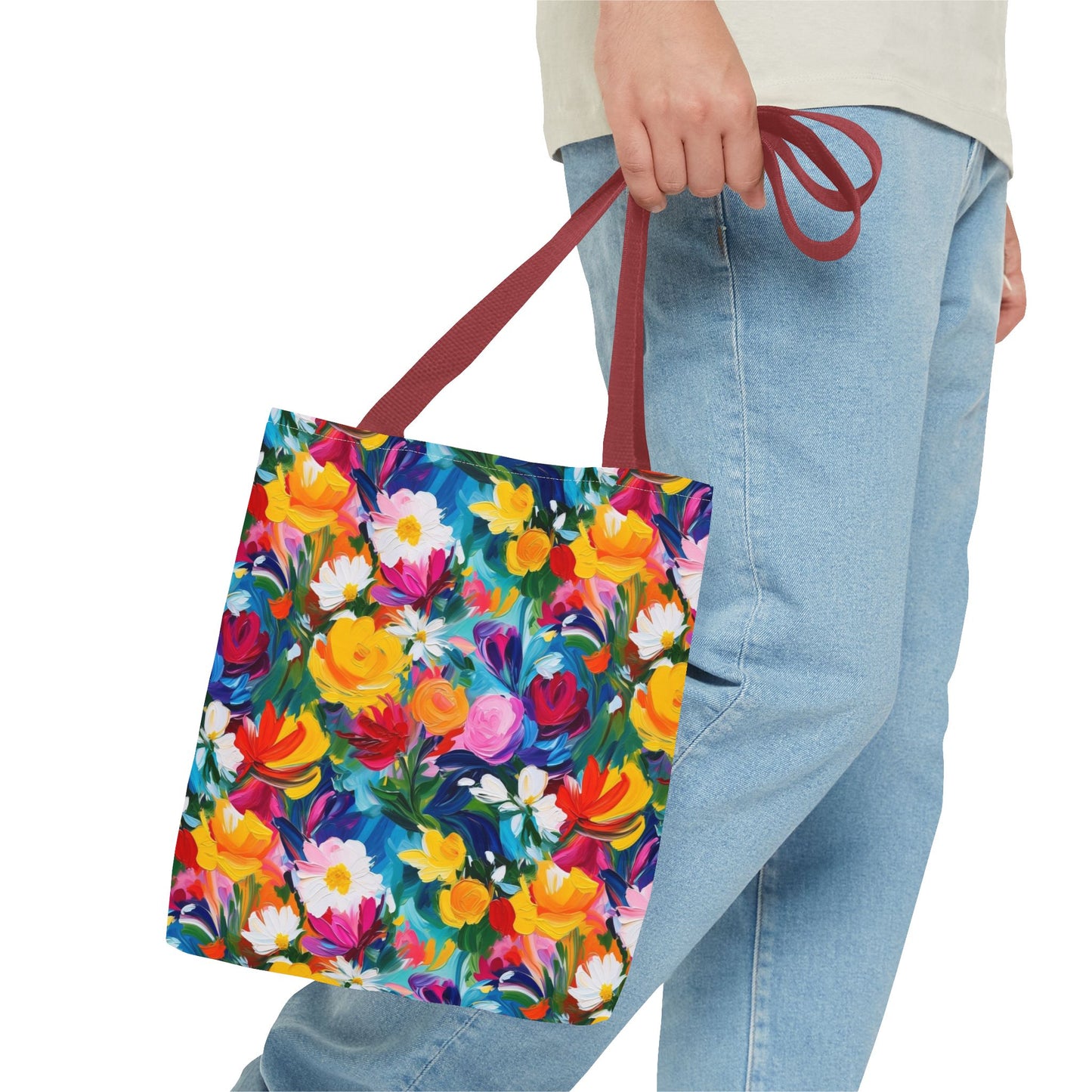 Colorful Floral Tote Bag — Vibrant All-Over Print Shopper