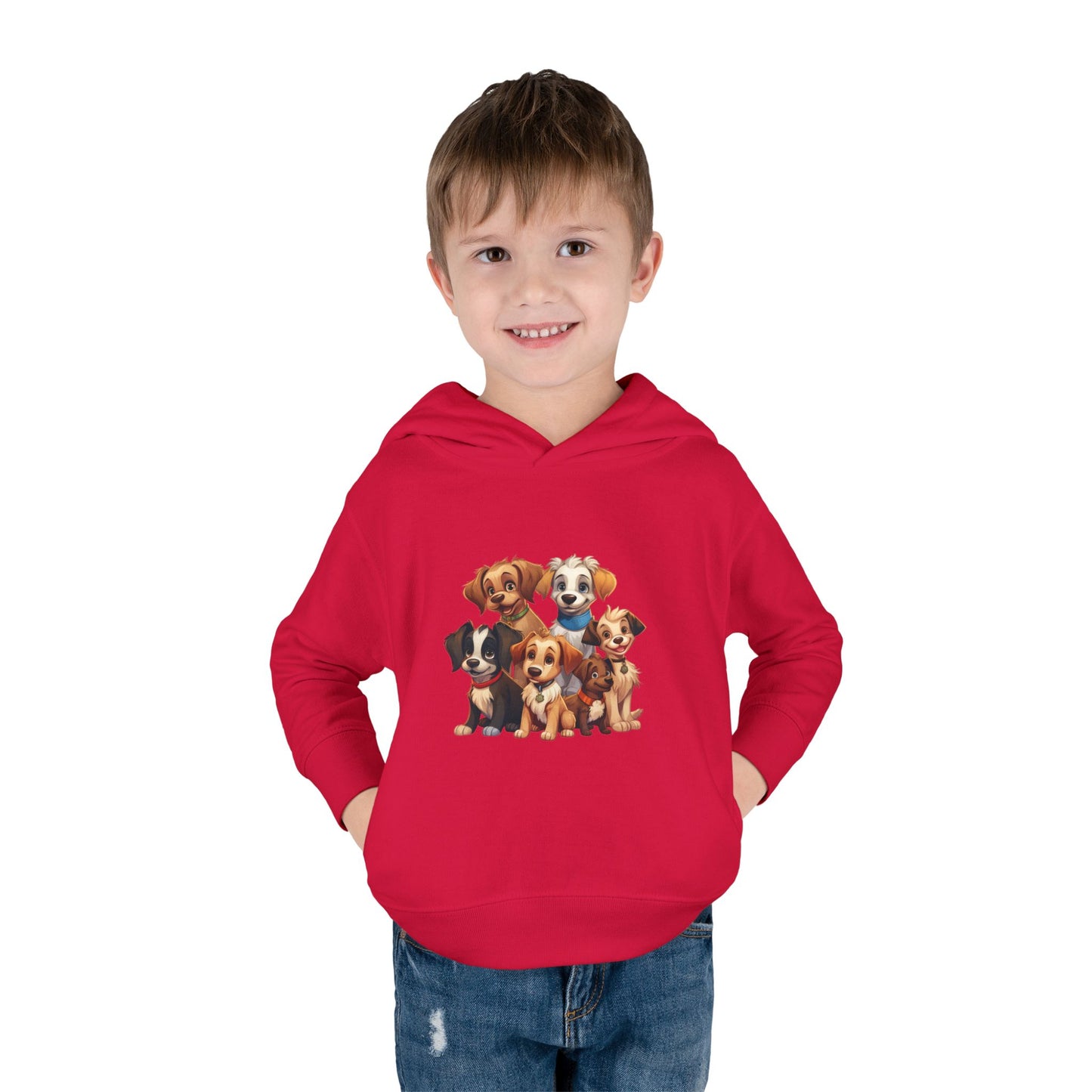 Adorable Puppy Print Toddler Hoodie, Cute Kids Fleece Pullover, Dog Lover Gift, Warm Hoodie for Boys & Girls, Pet Themed Clothes