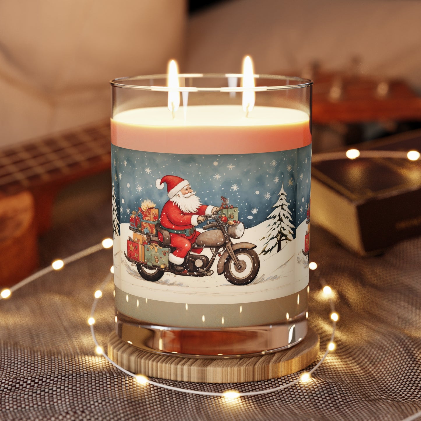 Christmas Santa Motorcycle Candle, Holiday Decor, Scented Candle Gift, Festive Home Fragrance, Winter Aesthetic