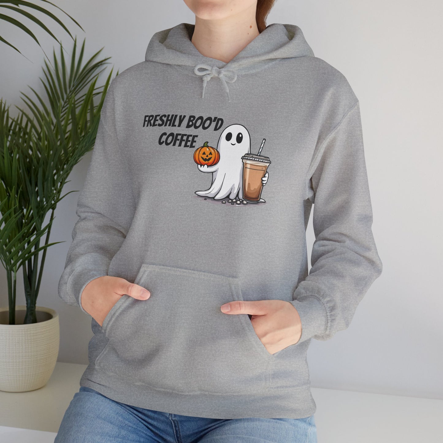 Ghostly Coffee Unisex Hoodie, Halloween Sweatshirt, Cute Fall Apparel, Cozy Casual Wear, Gift for Coffee Lovers, Fun Spooky Style