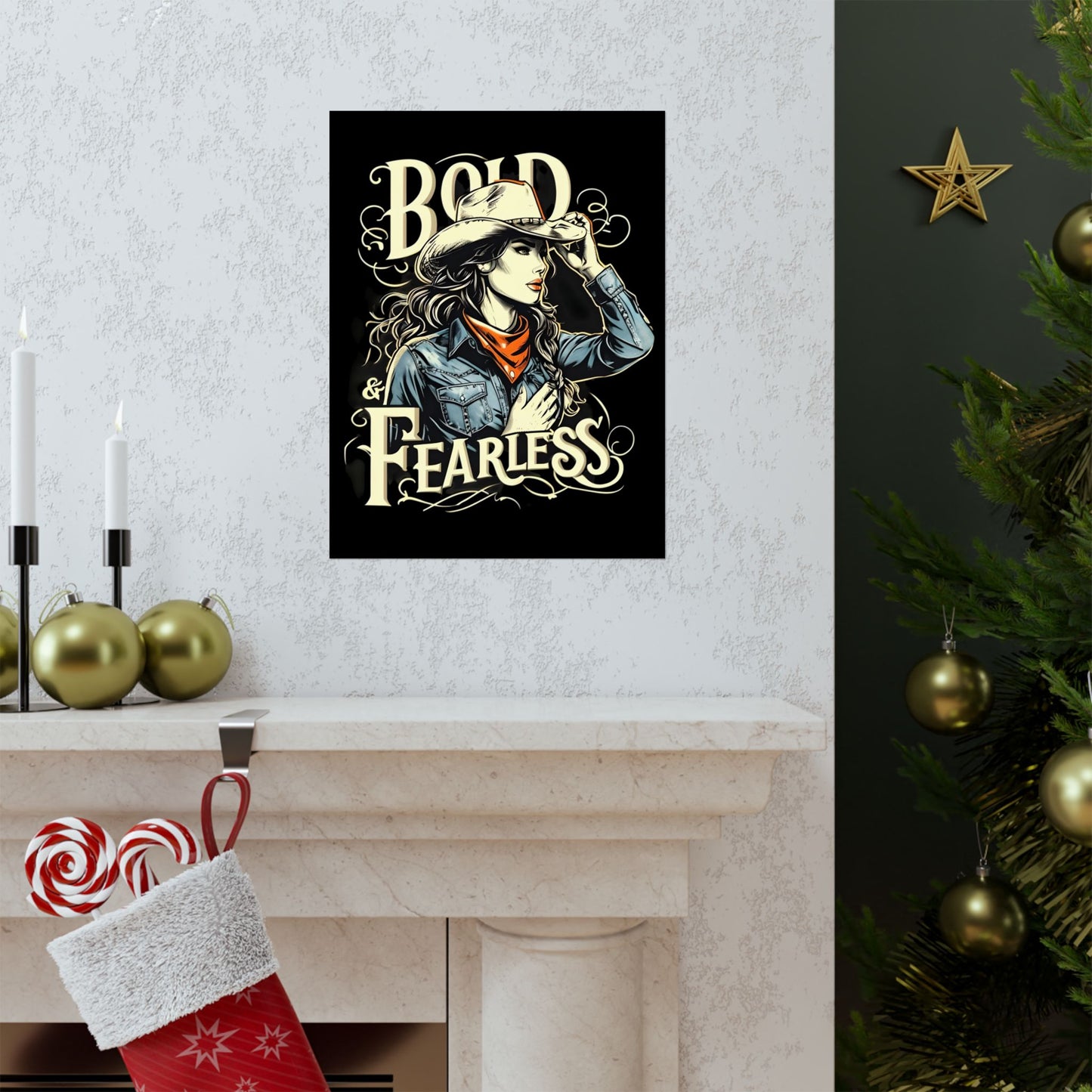 Bold & Fearless Cowboy Woman Poster — Matte Vertical Wall Art