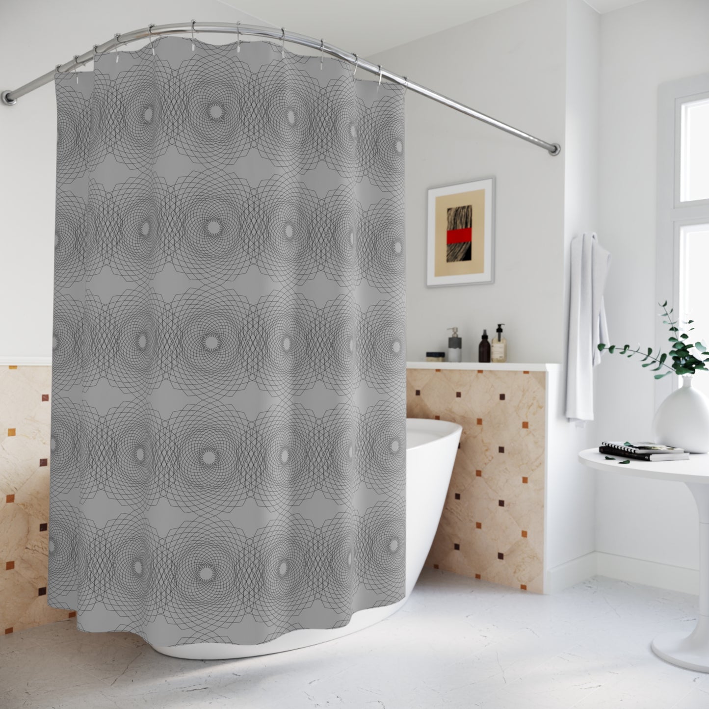 Stylish Geometric Shower Curtain, Modern Bathroom Decor, Home Accessories, Gift for Housewarming, Minimalist Design, Elegant Print