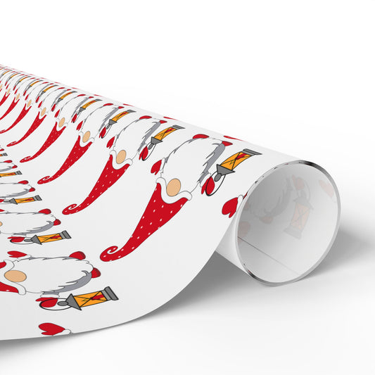 Christmas Gnome Wrapping Paper — Repeating Red Gnome Pattern for Holiday Gift Wrap