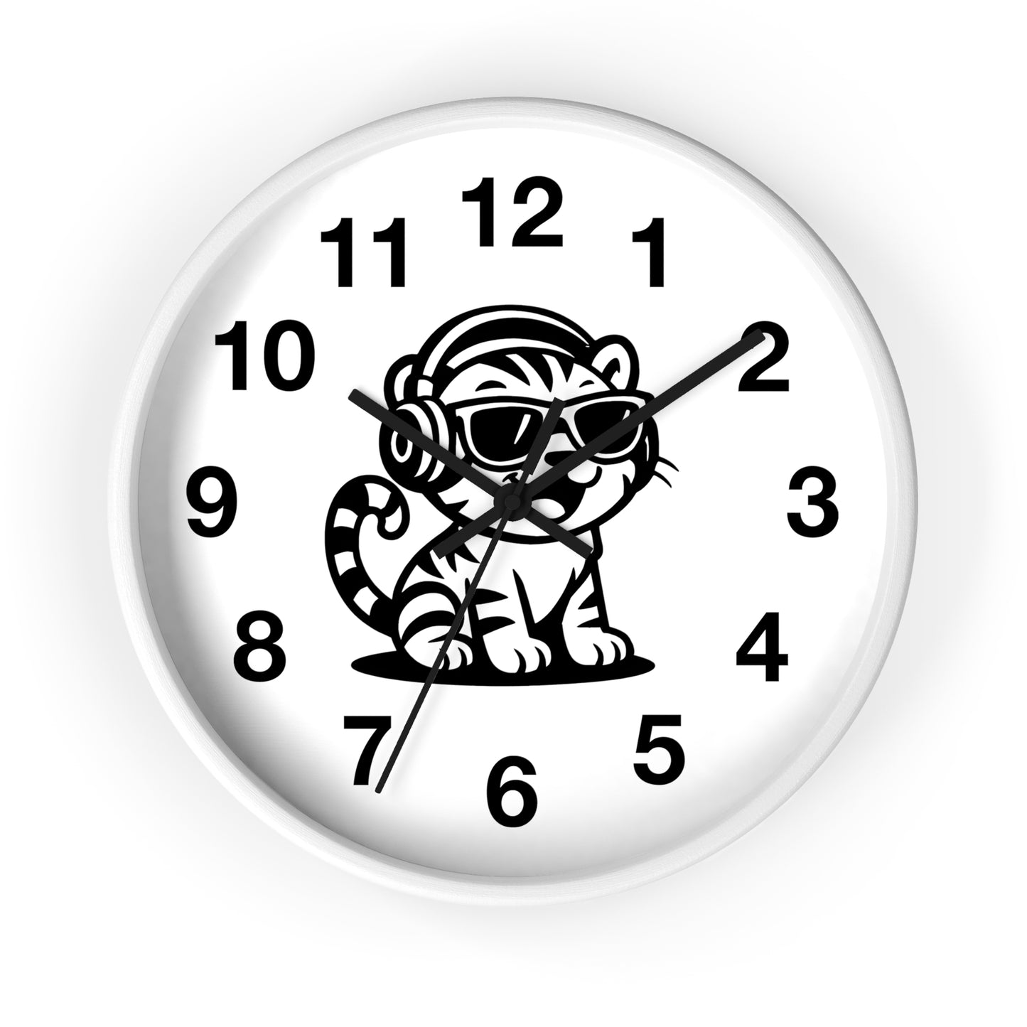 Cool Cat Design Wall Clock - Fun Decor for Animal Lovers, Tiger Clock, Unique Home Gift, Trendy Animal Wall Art, Kids Room Decor