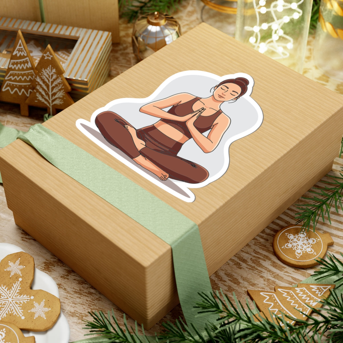 Yoga Girl Kiss-Cut Stickers, Meditation Stickers, Peaceful Decor, Boho [...]