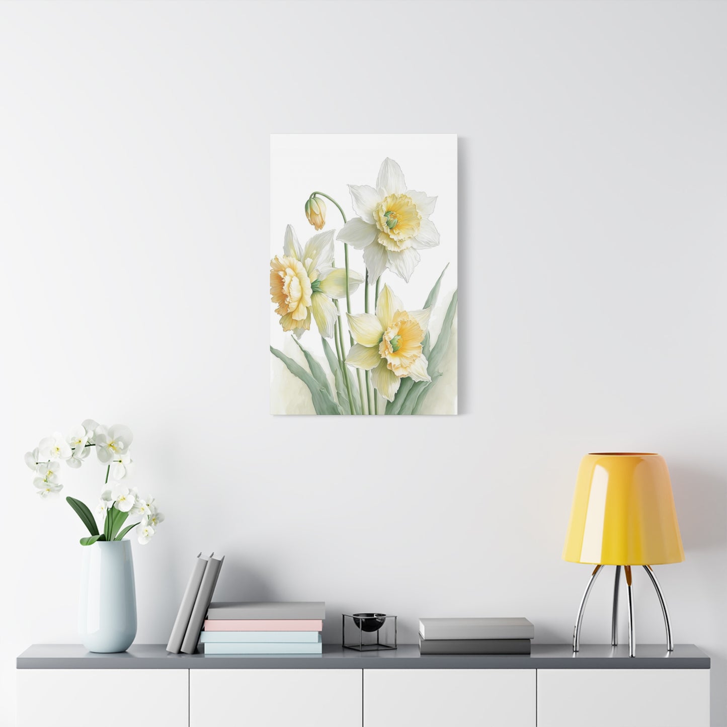 Matte Canvas, Stretched, 1.25" beautiful flowers white and yellow.
