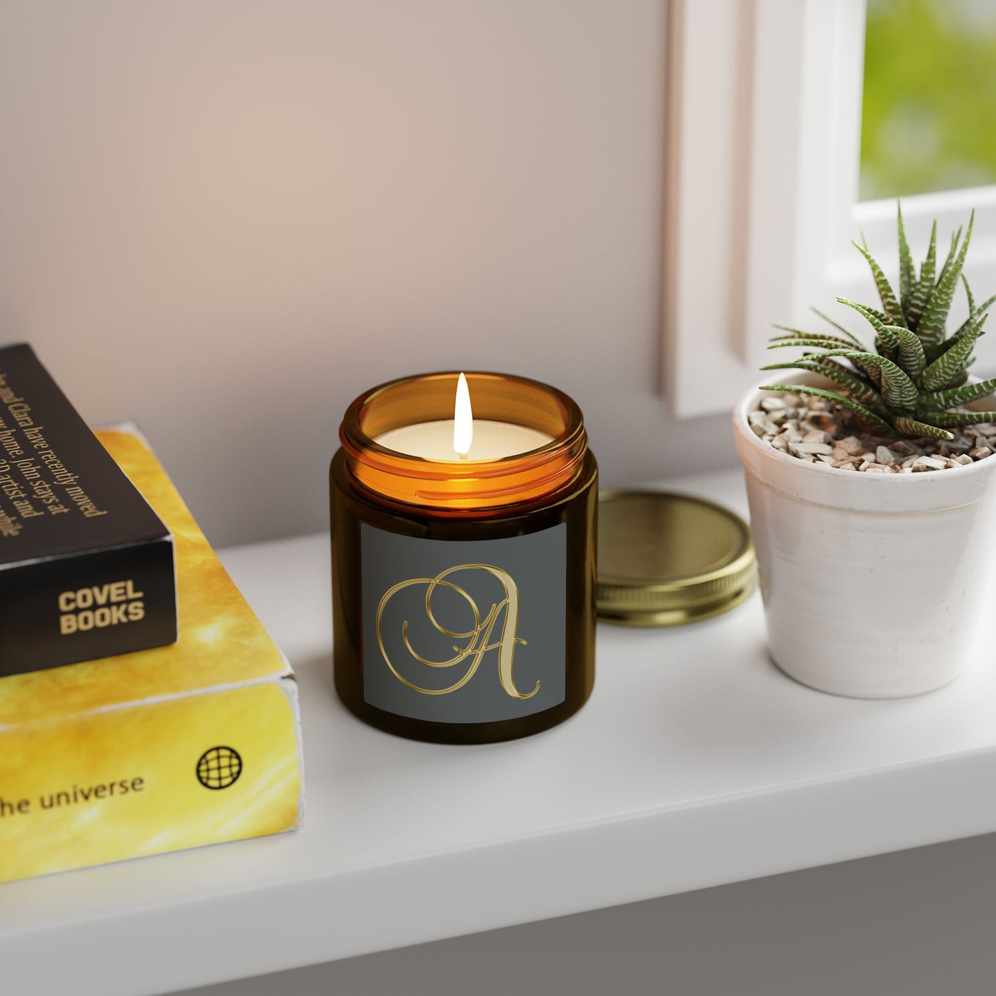 Monogram 'A' Coconut Apricot Scented Candle (4oz/9oz)