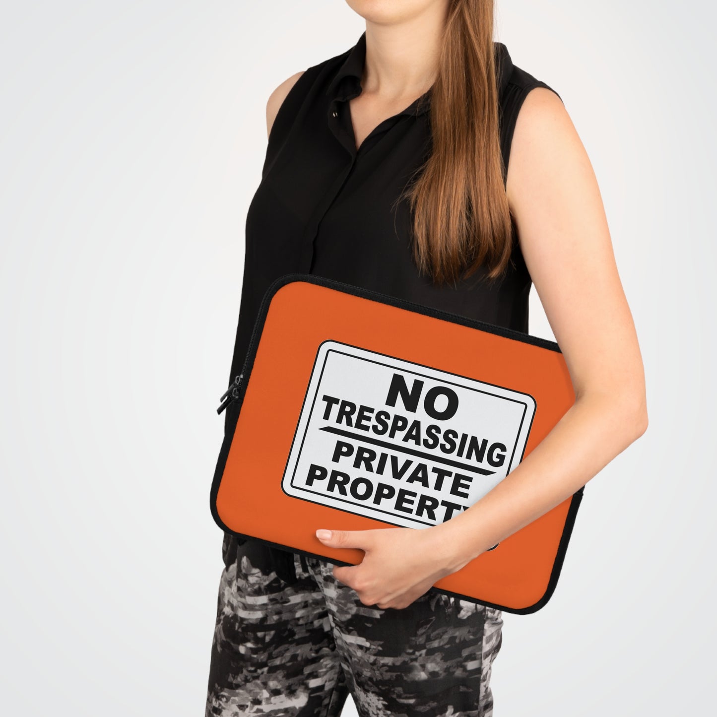 Bold Statement Laptop Sleeve - No Trespassing Design, Tech Accessory, Gift Idea, Modern Decor, Secure Storage