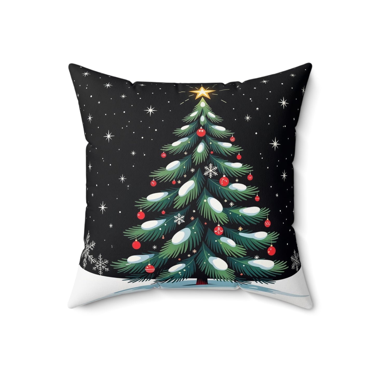 Christmas Tree Throw Pillow — Festive Star-Topped Holiday Decor
