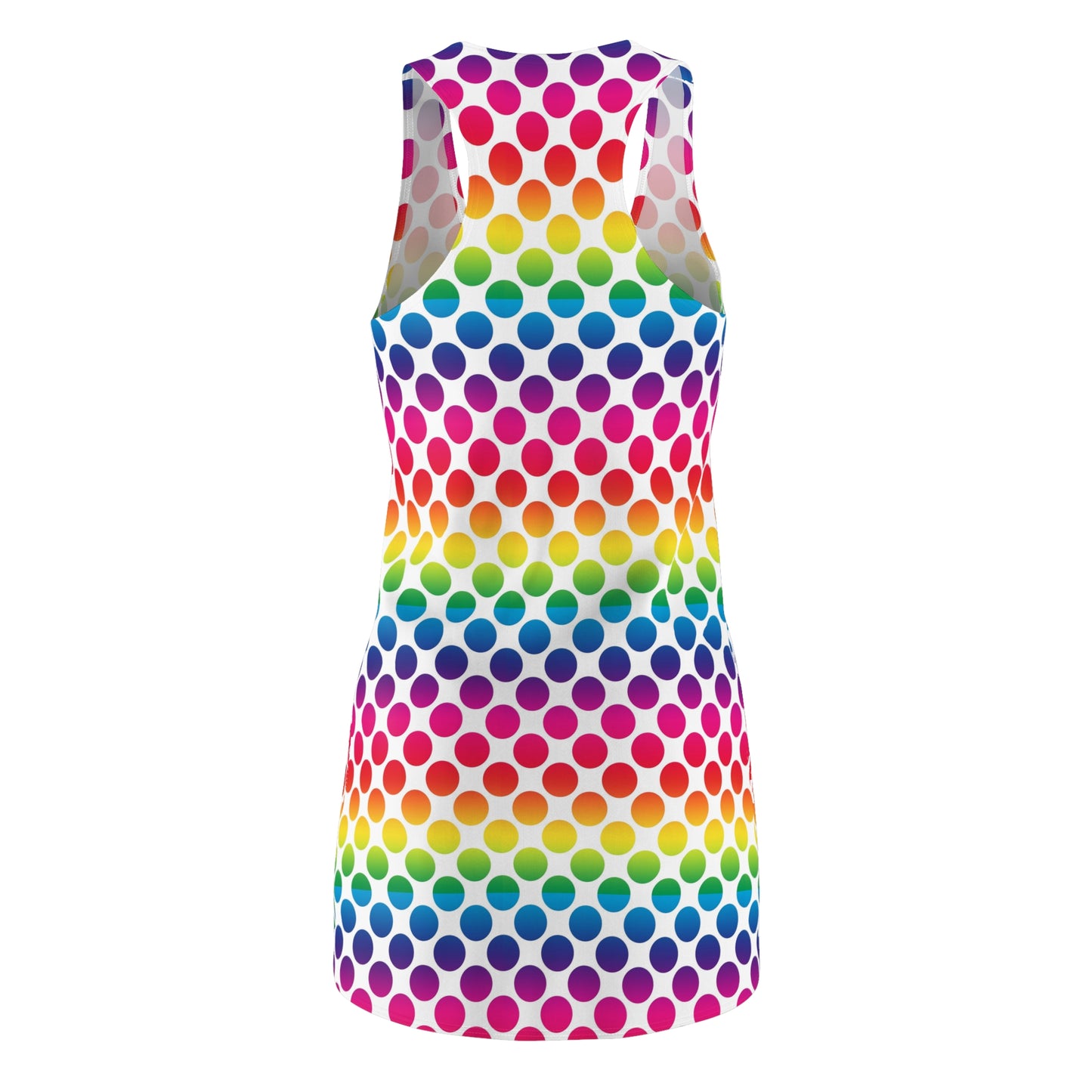 Rainbow Polka Dot Women's Racerback Dress, Colorful Summer Dress, Casual Wear, Festival Outfit, Beach Cover-Up, Gift for Her
