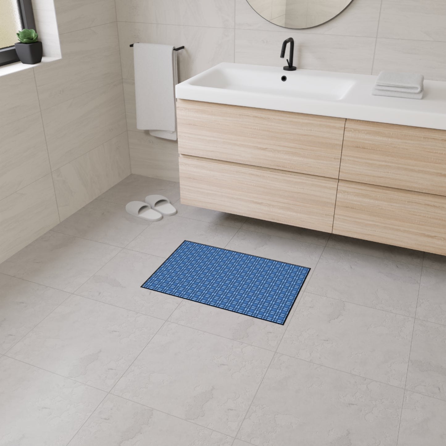 Blue Plaid Heavy-Duty Floor Mat — Durable Non-Slip Entry & Utility Rug
