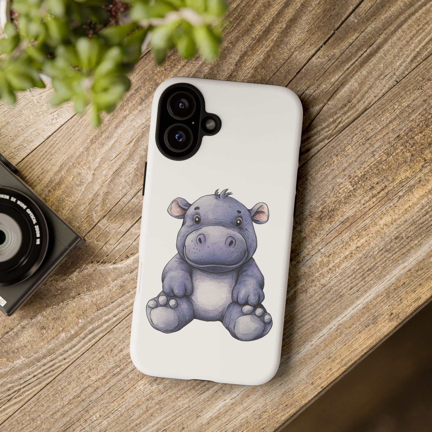 Cute Hippo Phone Case, Unique Tough Cases, Animal Lover Gift, Cute Animal Design, Baby Animal Phone Accessory
