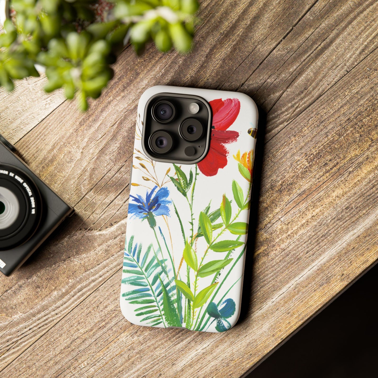Floral Watercolor Tough Phone Case — Wildflower Bouquet Protective Cover