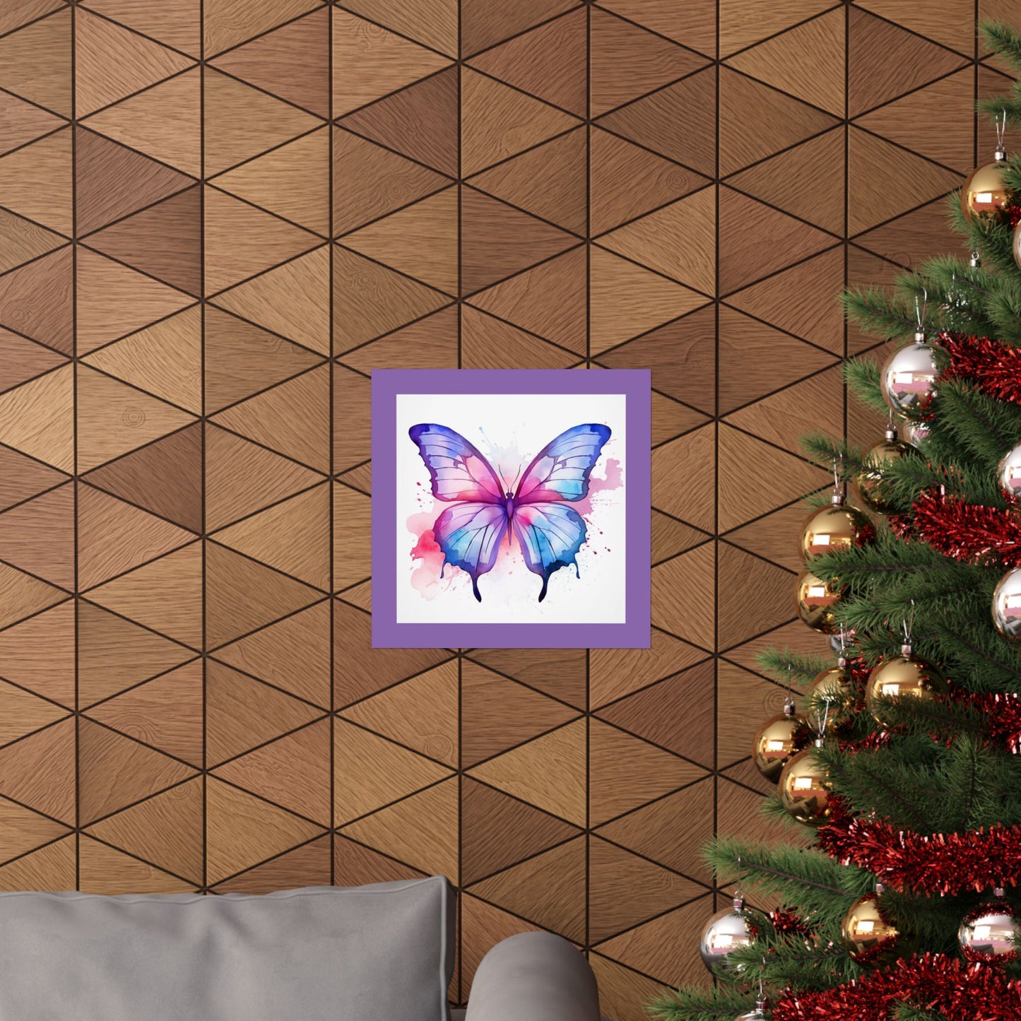 Butterfly Watercolor Matte Poster — Purple Vertical Art Print