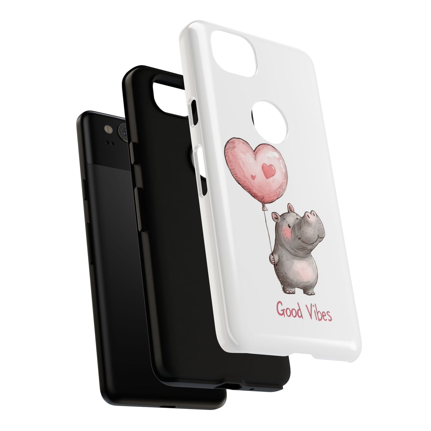 Cute Hippo Phone Case - Good Vibes Design, Animal Lover Gift, Fun Accessory, Birthday Present, Phone Accessories