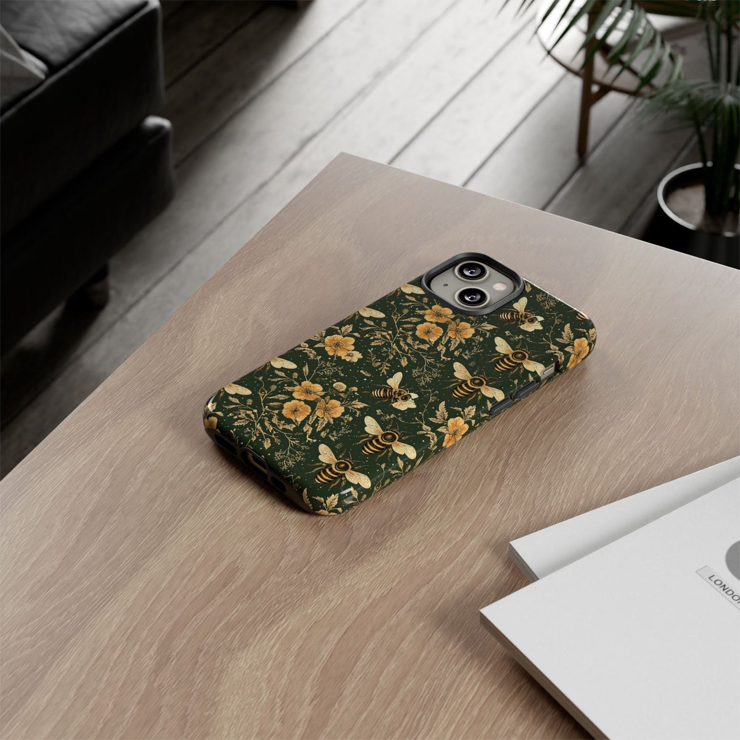 Nature-Inspired Phone Case, Tough Cases for Nature Lovers, Floral Bee Design, Eco-Friendly Gift, Summer Vibes, Trendy Phone Accessory,
