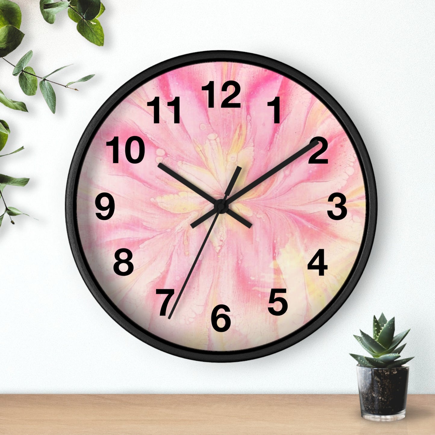 Floral Design Wall Clock - Pink Flower Home Decor, Elegant Timepiece, Gift for Her, Mother's Day, Relaxation Space, Unique Wall Art