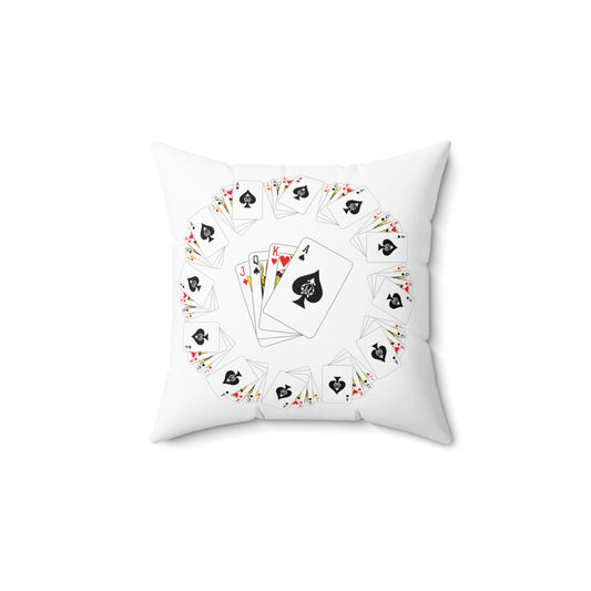 Spun Polyester Square Pillow, Perfect for Poker Lovers, Casino-Themed Decor, Great Gift for Gamers, Fun Home Accent