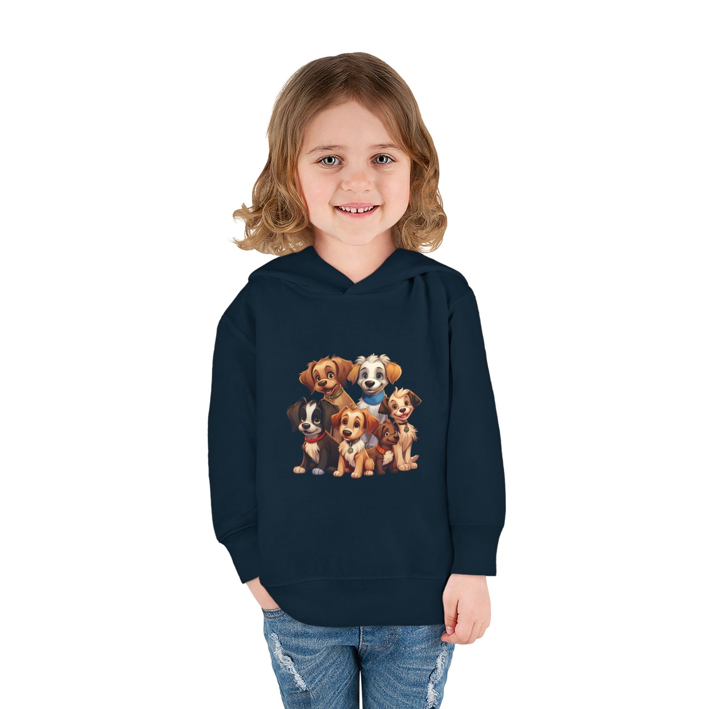 Adorable Puppy Print Toddler Hoodie, Cute Kids Fleece Pullover, Dog Lover Gift, Warm Hoodie for Boys & Girls, Pet Themed Clothes