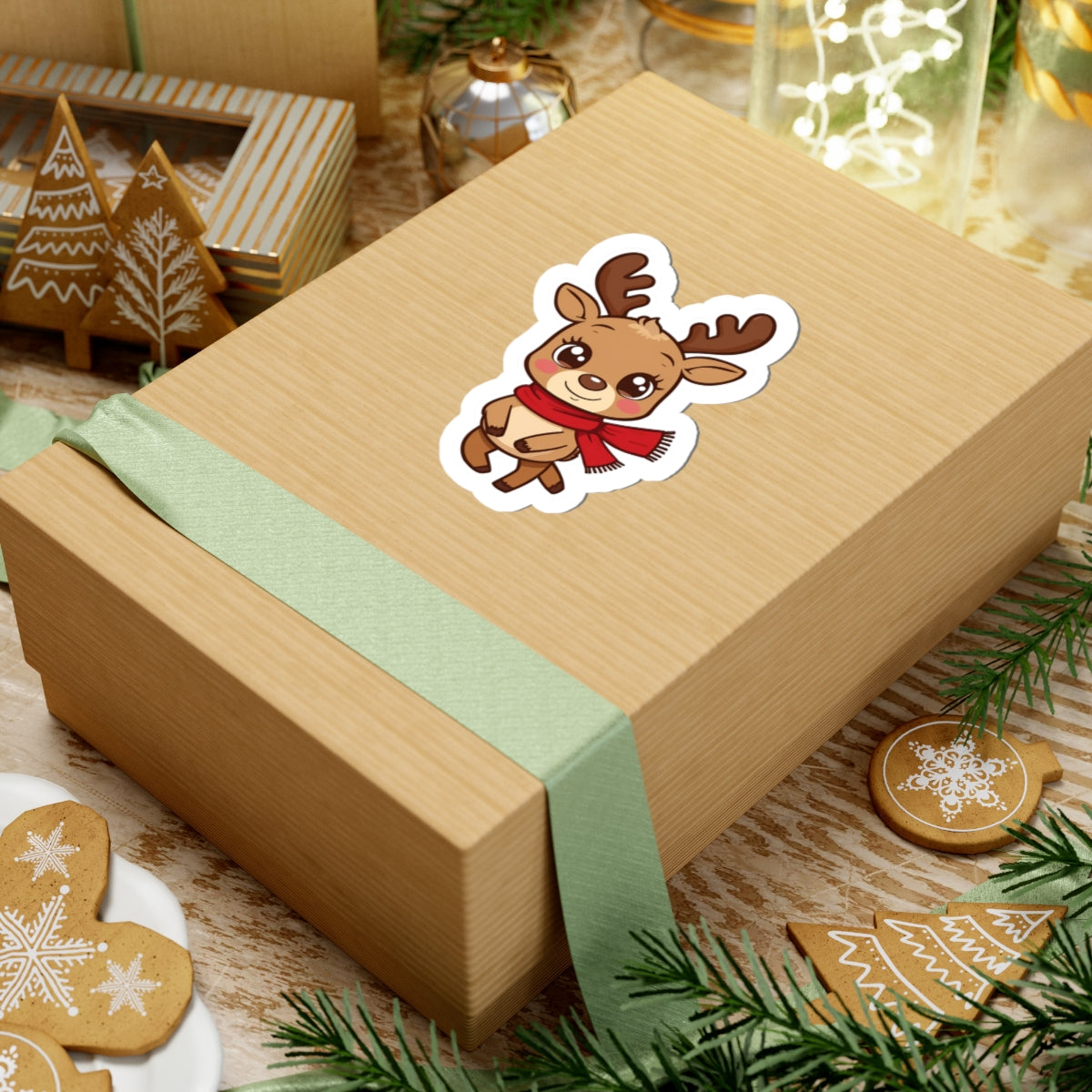 Cute Reindeer Kiss-Cut Stickers for Holiday Cheer, Perfect for Scrapbooking, Gift Wrapping, Holiday Cards, and More!