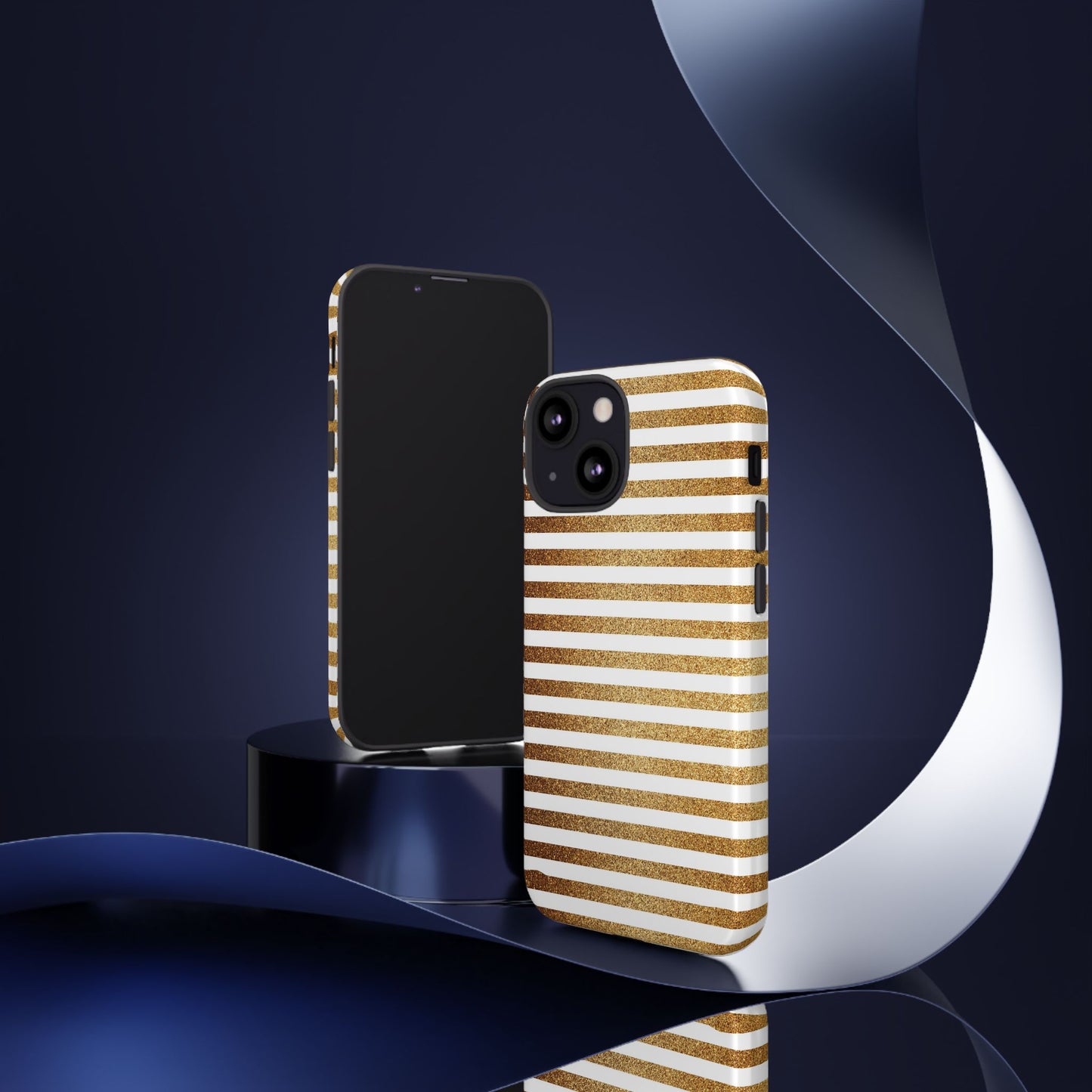 Glamorous Gold Striped Phone Case | Tough Cases, Stylish Phone Cover, Chic Accessories, Gift for Her, Fashionable Tech