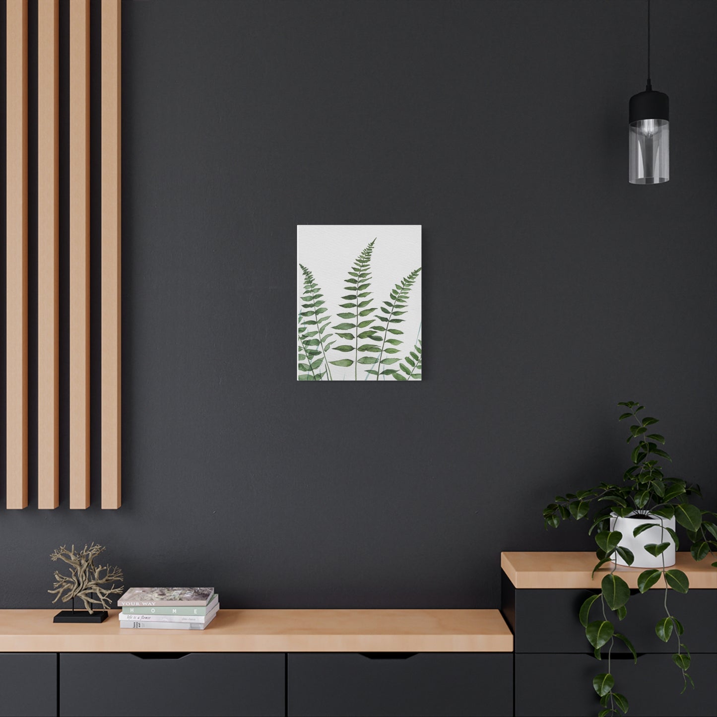 Fern Watercolor Canvas Art – Botanical Matte Stretched Wall Print
