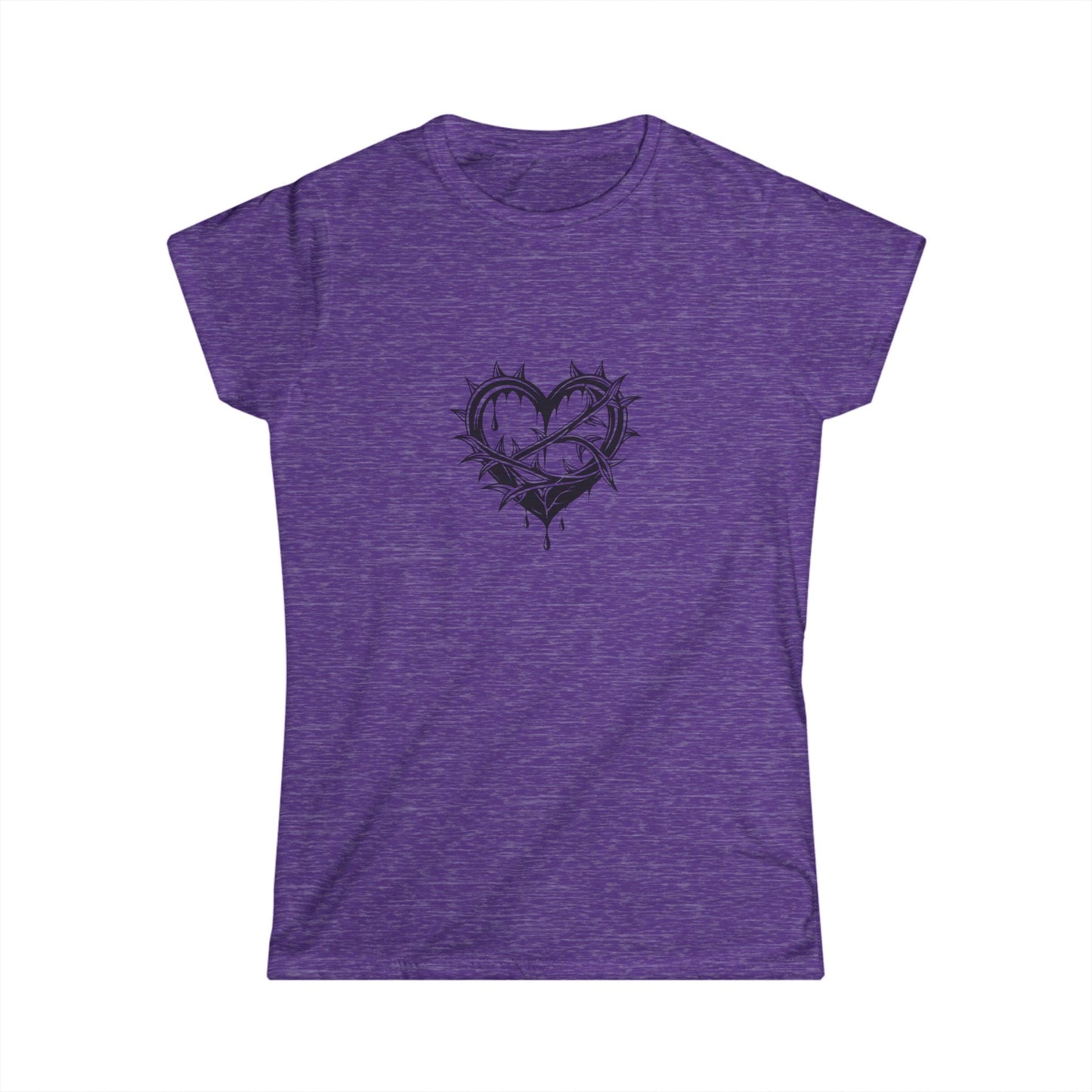 Women's Softstyle Tee with Heart Design, Casual Graphic T-Shirt, Gift for Her, Valentine’s Day Apparel, Trendy Outfit
