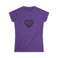 Women's Softstyle Tee with Heart Design, Casual Graphic T-Shirt, Gift for Her, Valentine’s Day Apparel, Trendy Outfit