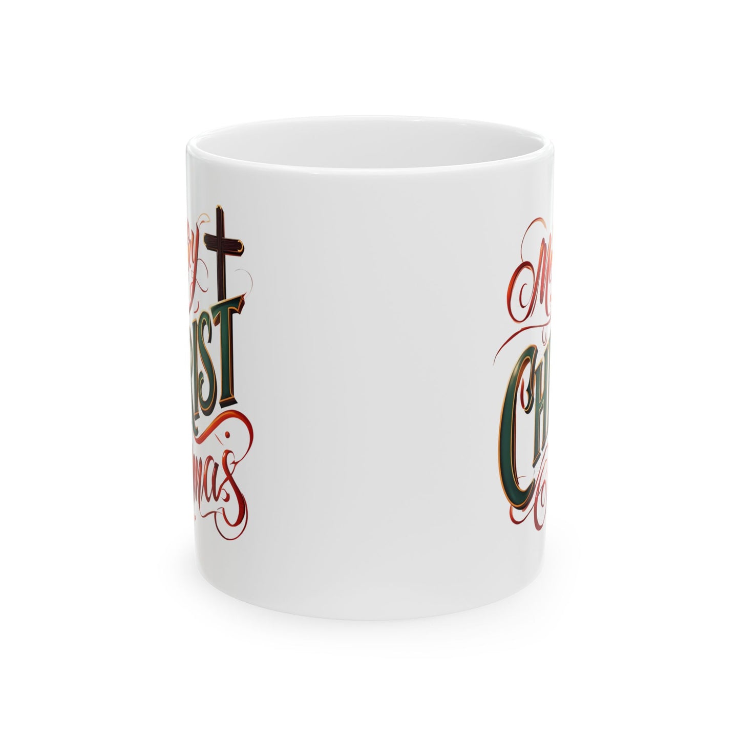 Christmas Ceramic Mug - Merry Christ-Mas Coffee Cup, Holiday Gift, Hot Cocoa Mug, Festive Kitchen Decor, Seasonal Beverage Mug