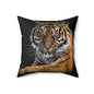 Majestic Tiger Square Pillow | Animal Art Decor, Living Room Cushion, Wildlife Home Accent, Nature Lover Gift, Tiger Lover Decor