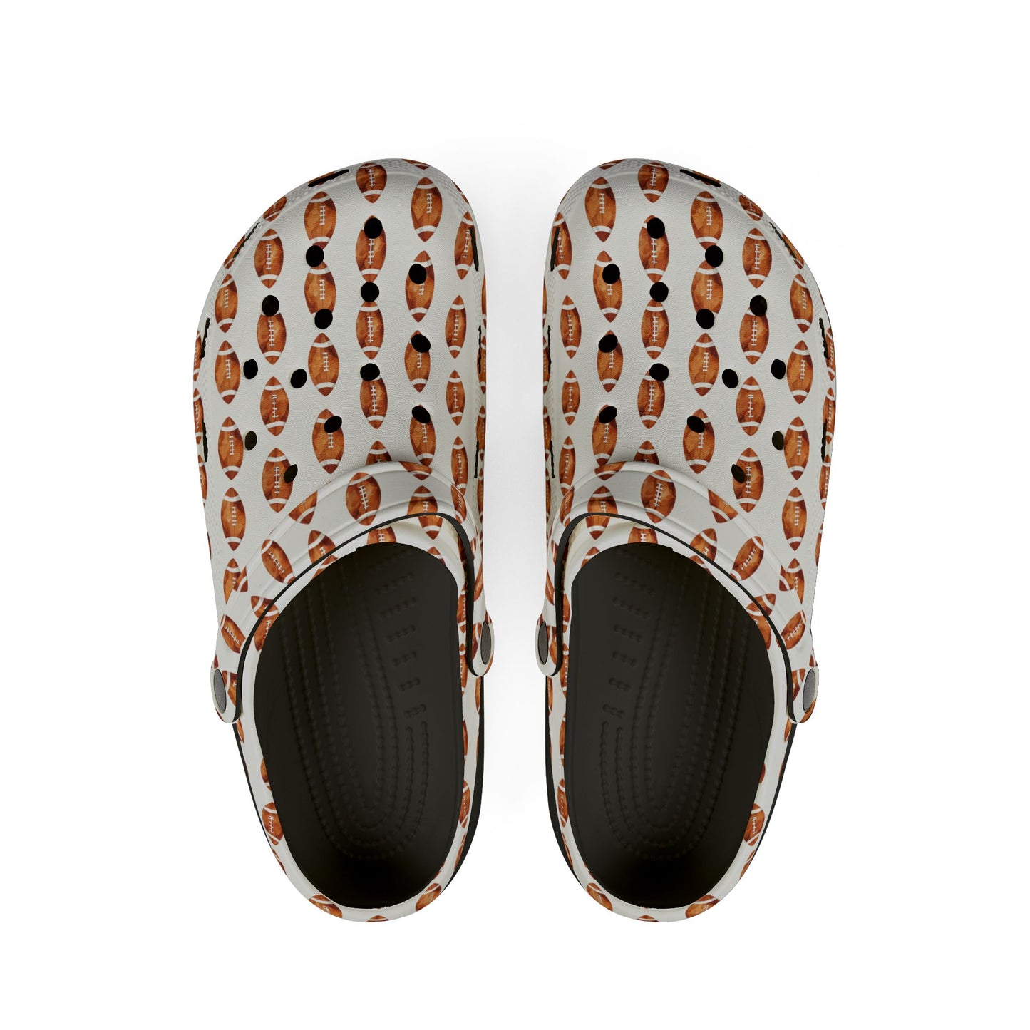 Printed EVA Foam Clogs — All-Over Football Design