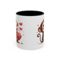 Cute Monkey Love Coffee Mug, Valentine's Gift, Animal Lover's Mug, Heartfelt Coffee Cup, Fun Kitchen Decor