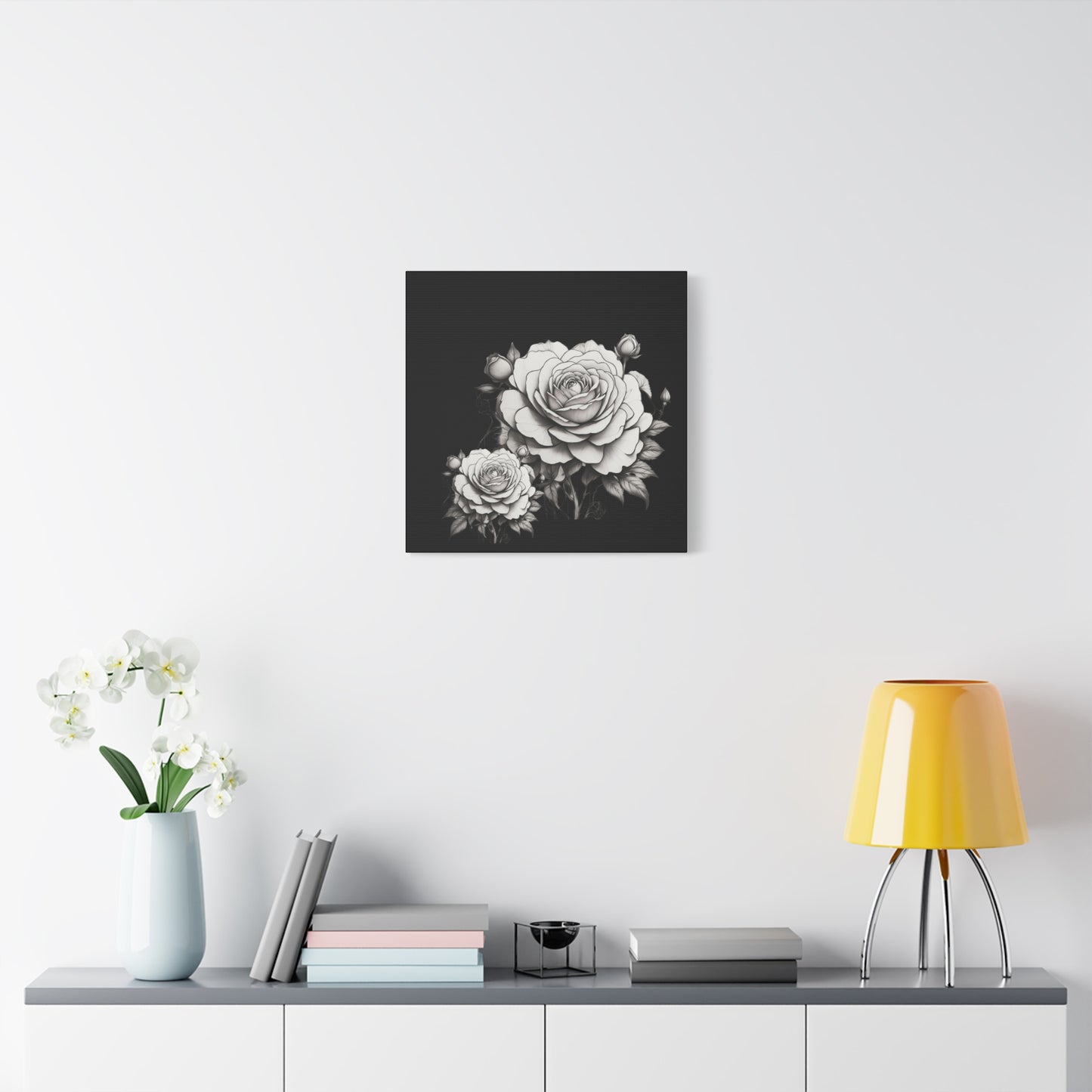Monochrome Rose Canvas Print — Black & White Floral Wall Art