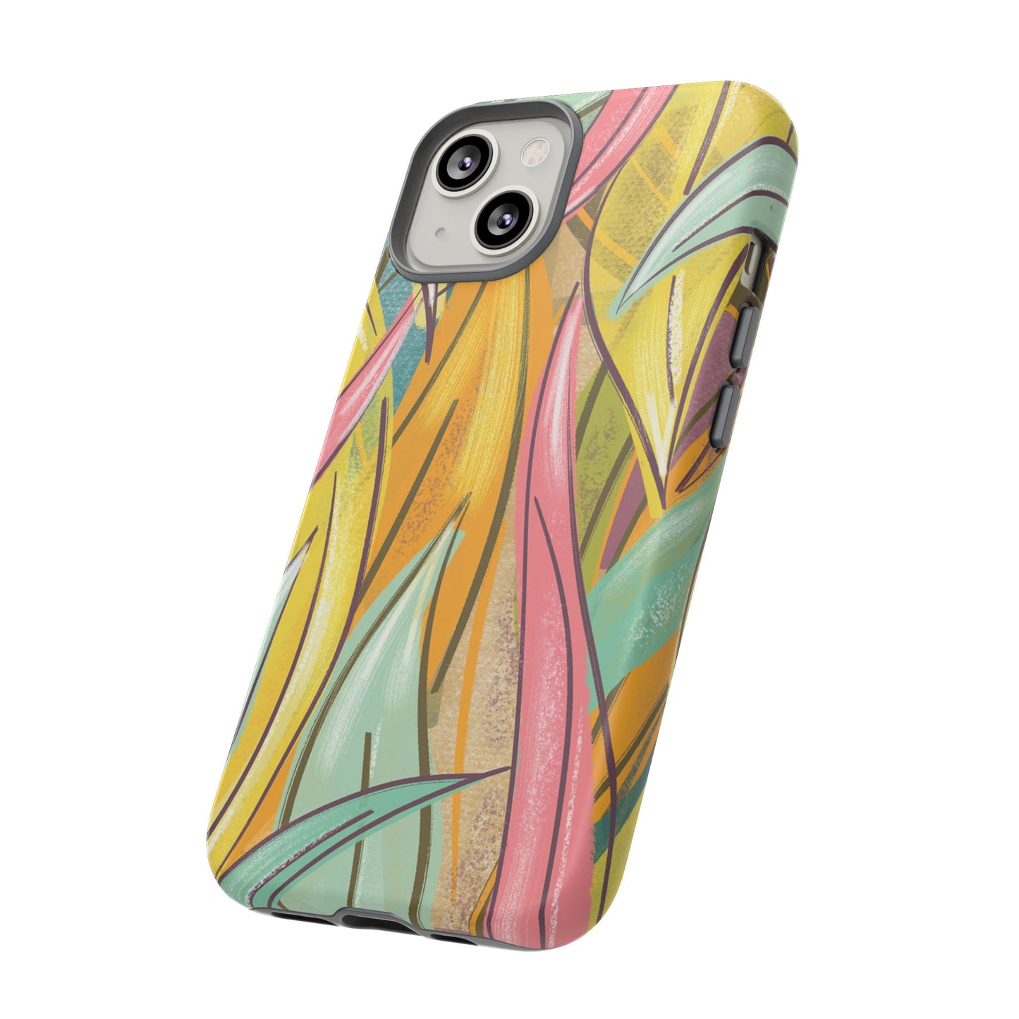 Vibrant Phone Case with Colorful Leaf Design, Tough Cases for Nature Lovers, Eco-Friendly Gift, Summer Vibes, Floral Phone Cover