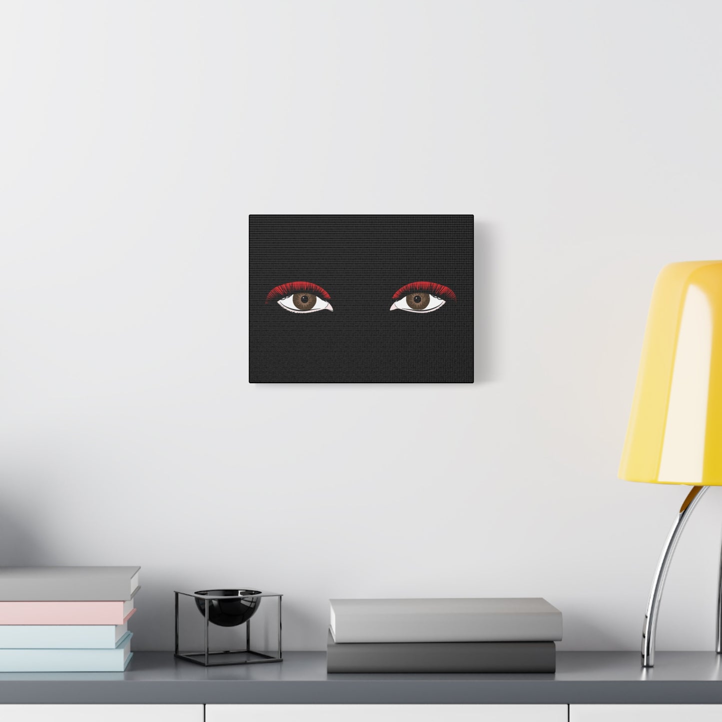 Red Lashes Wall Art Canvas — Glam Eyes Makeup Decor