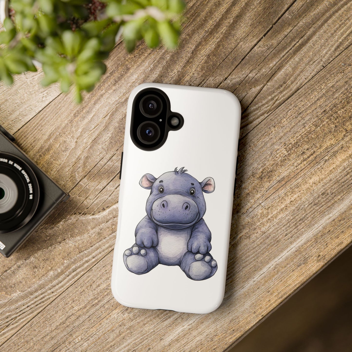 Cute Hippo Phone Case, Unique Tough Cases, Animal Lover Gift, Cute Animal Design, Baby Animal Phone Accessory