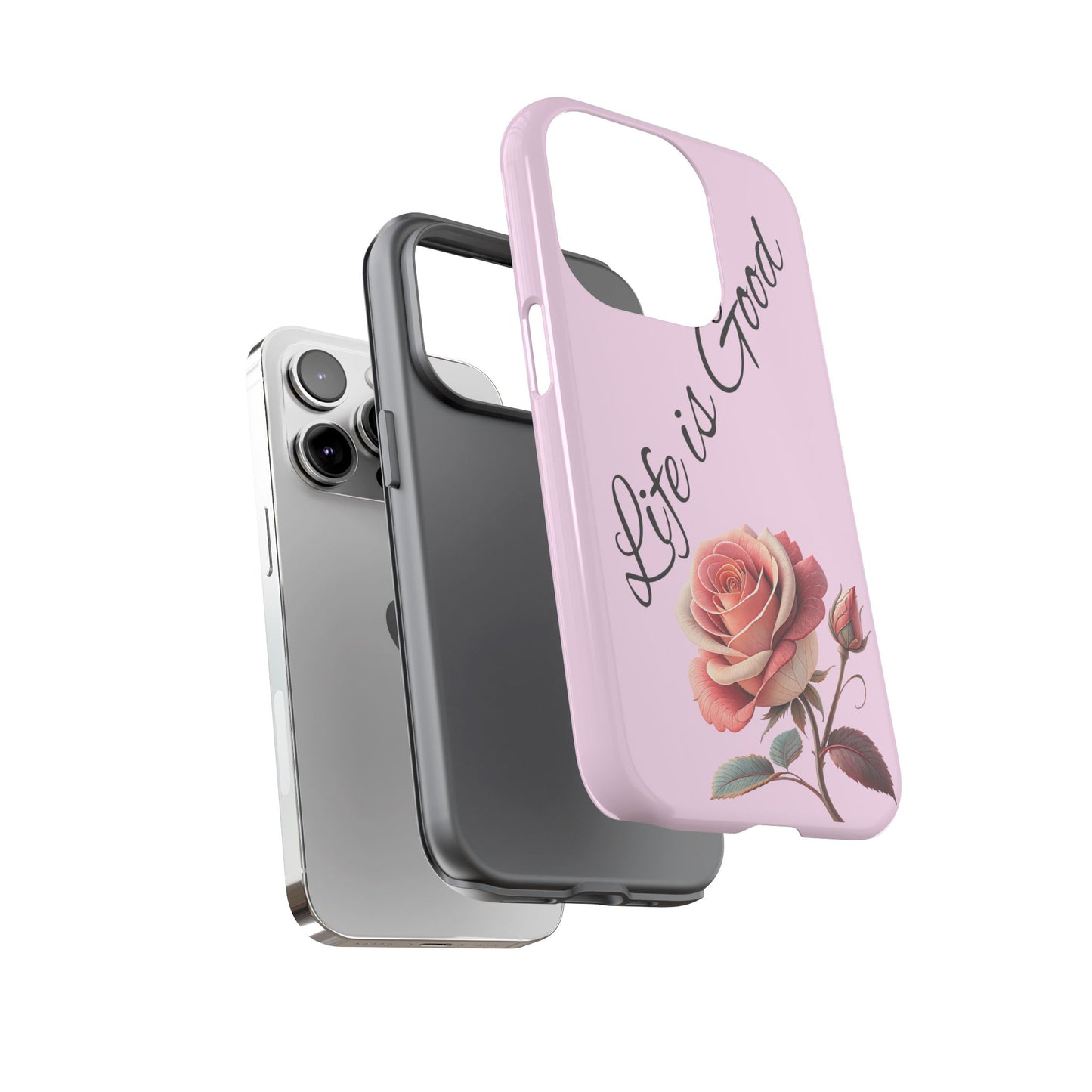 Roses & Positivity Phone Case - Floral Design, Life is Good, Tough Cases for Everyday Wear, Gift for Friends, Mother's Day, Spring [...]
