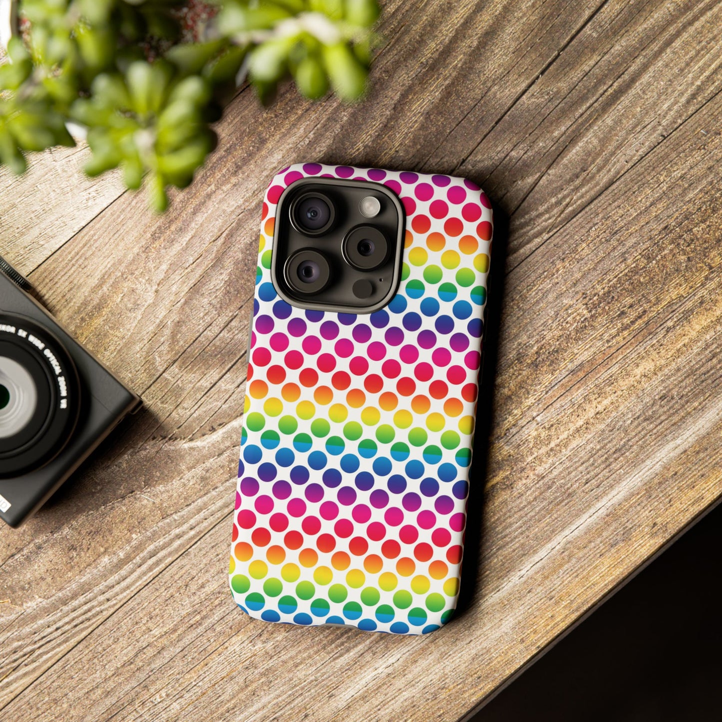 Rainbow Dot Phone Case, Colorful Phone Cover, Fun Phone Accessory, Gift for Friends, Trendy Mobile Case