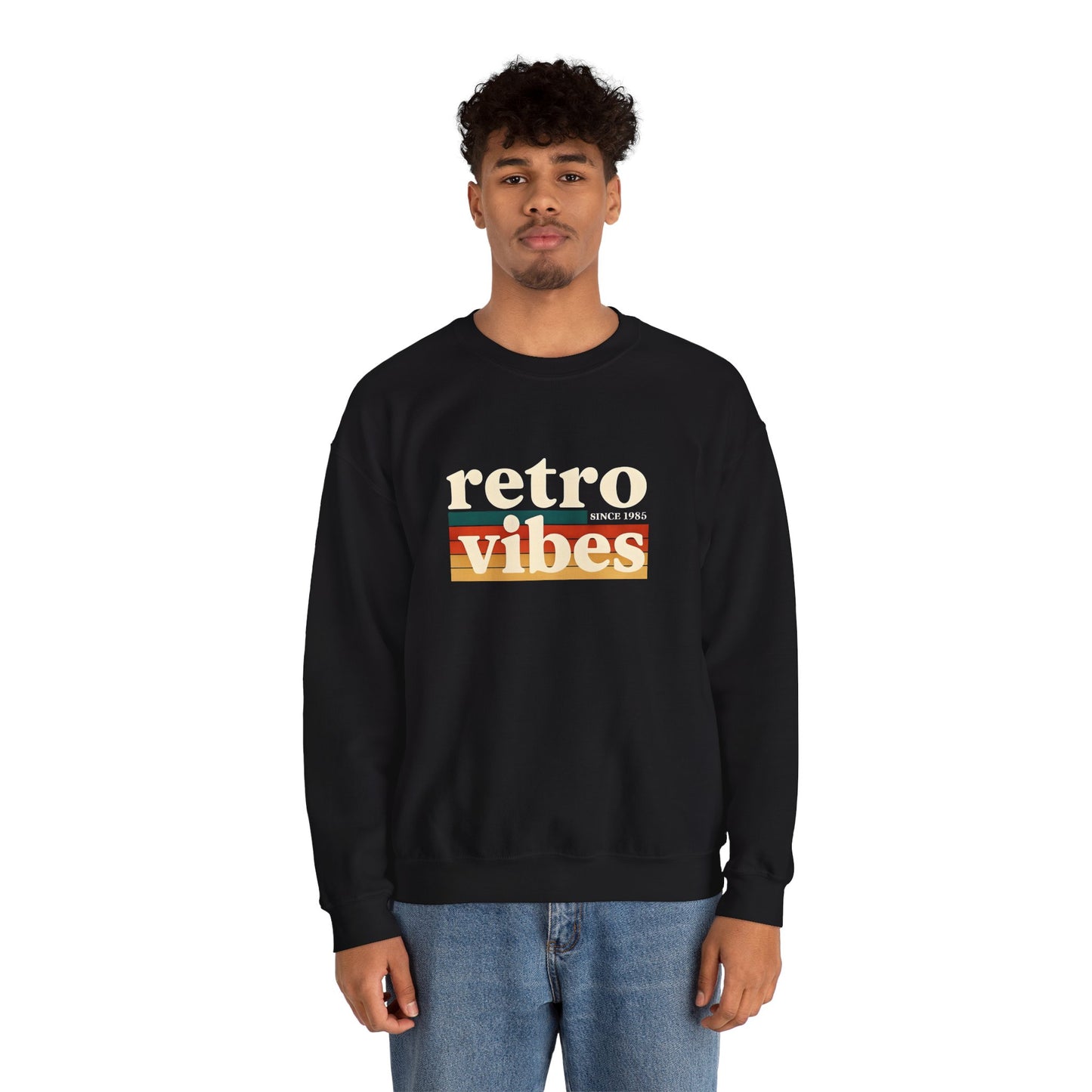 Retro Vibes Crewneck Sweatshirt, Unisex Vintage Style, Cozy Fall Fashion, Gift for Music Lovers, Chill Weekend Wear