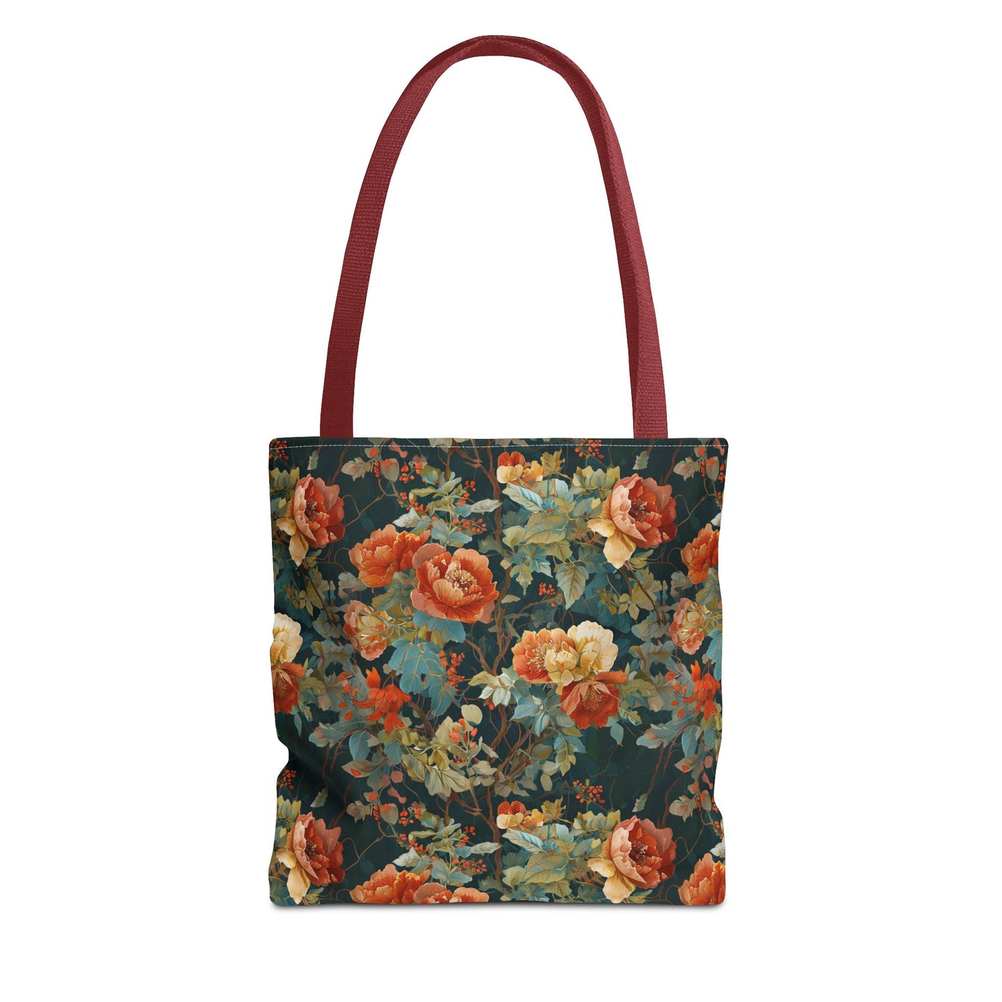 Vintage Rose Floral Tote Bag – Dark Botanical All-Over Print