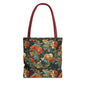 Vintage Rose Floral Tote Bag – Dark Botanical All-Over Print