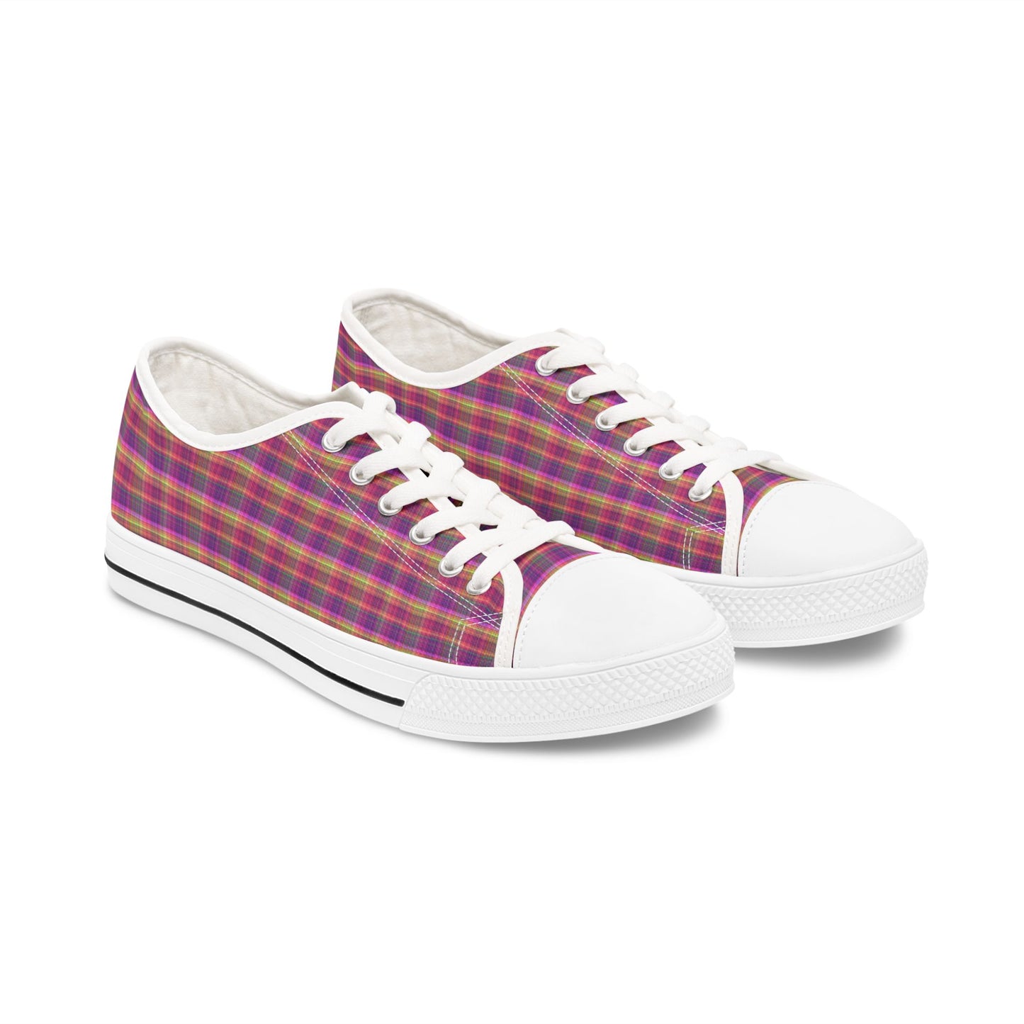 Plaid Low Top Sneakers — Women's Casual Canvas Shoes