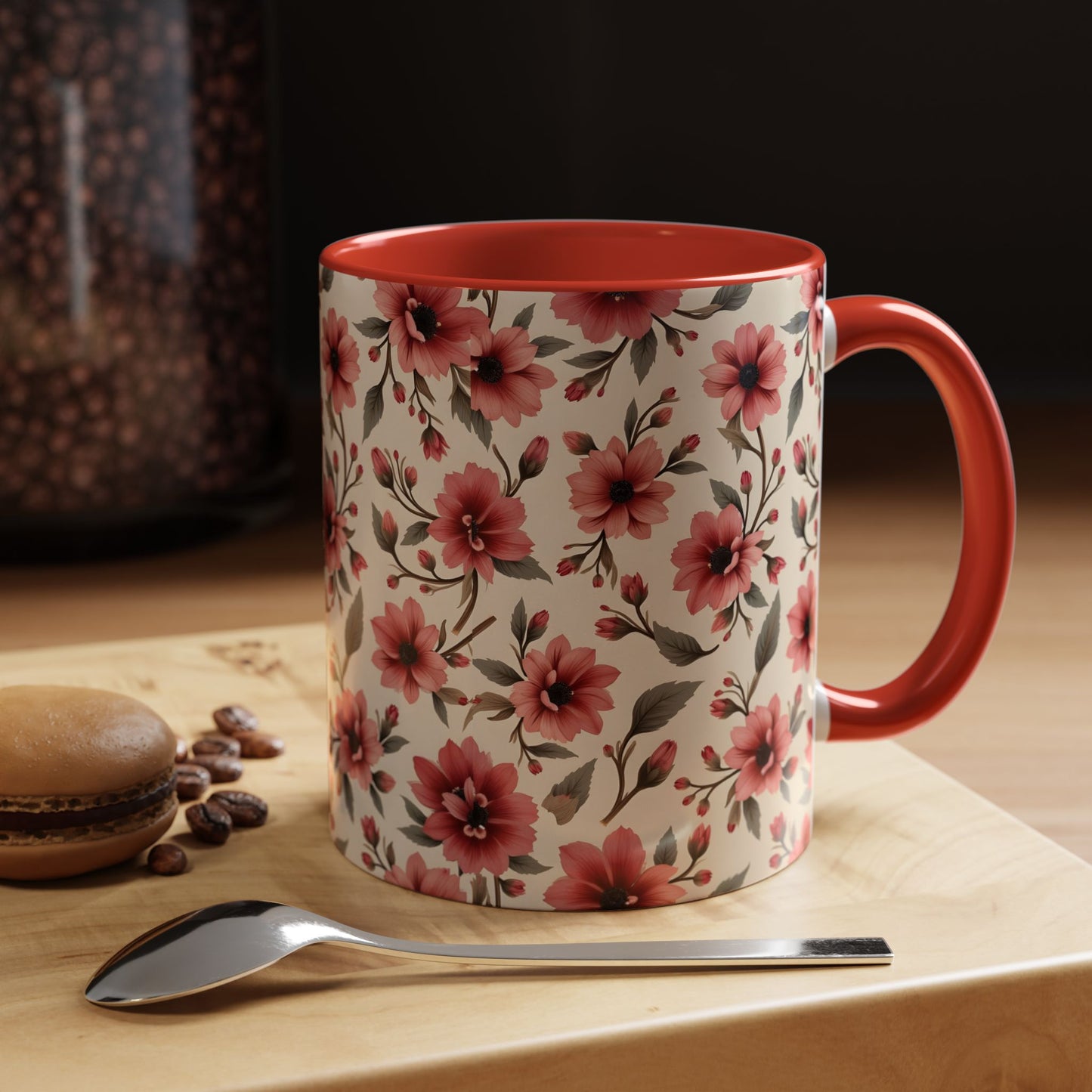 Floral Accent Coffee Mug, Cute Gift for Her, Coffee Lover's Mug, Mother's Day Gift, Housewarming Tea Mug