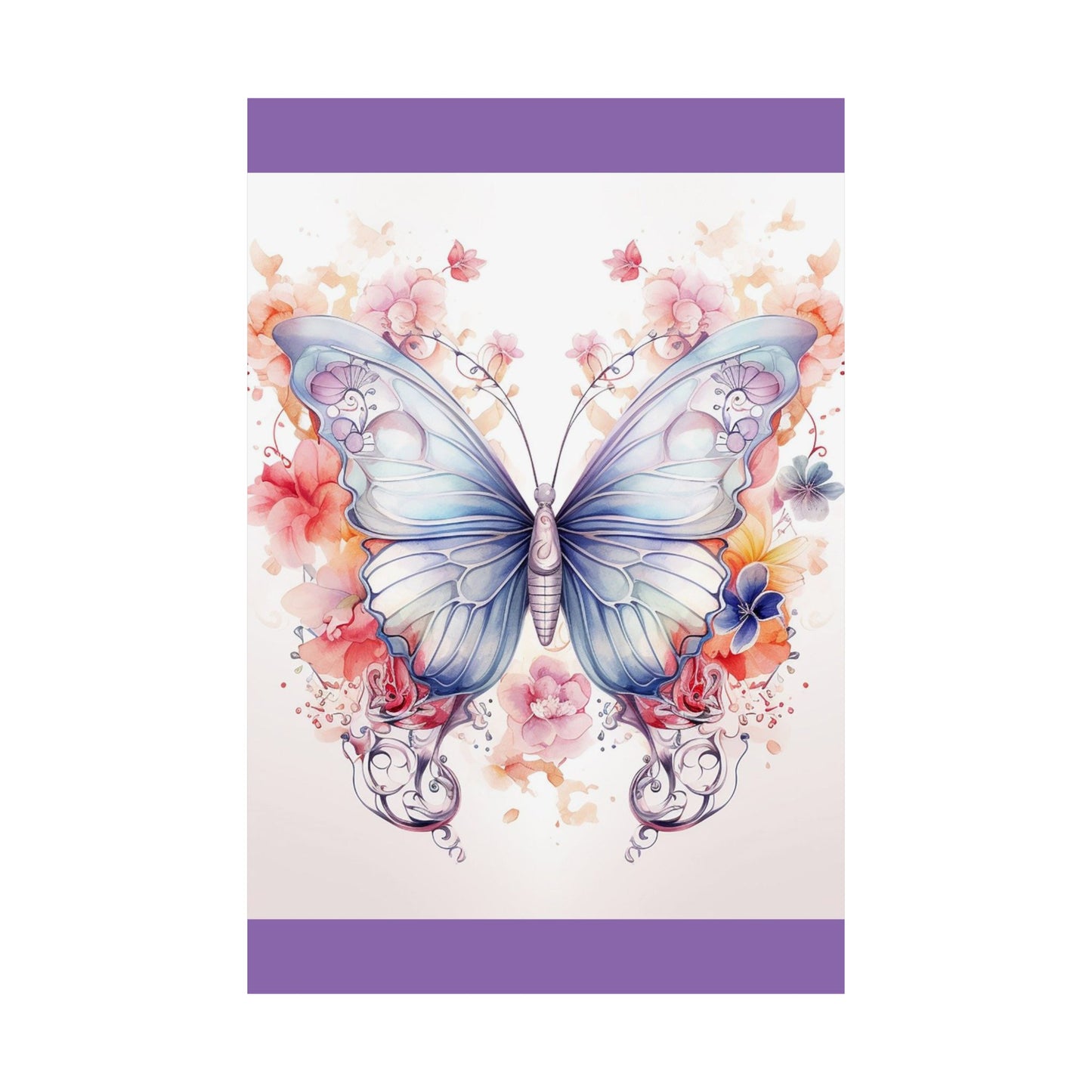 Butterfly Watercolor Wall Poster — Floral Pastel Matte Vertical Print