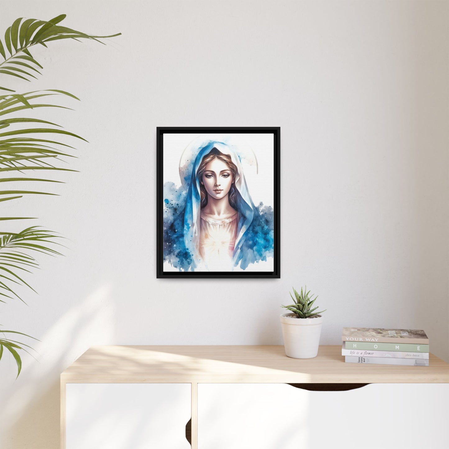 Framed Canvas Art Print, Spiritual Decor, Religious Artwork, Wall Decor, Gift for Faith, Elegant Home Decoration
