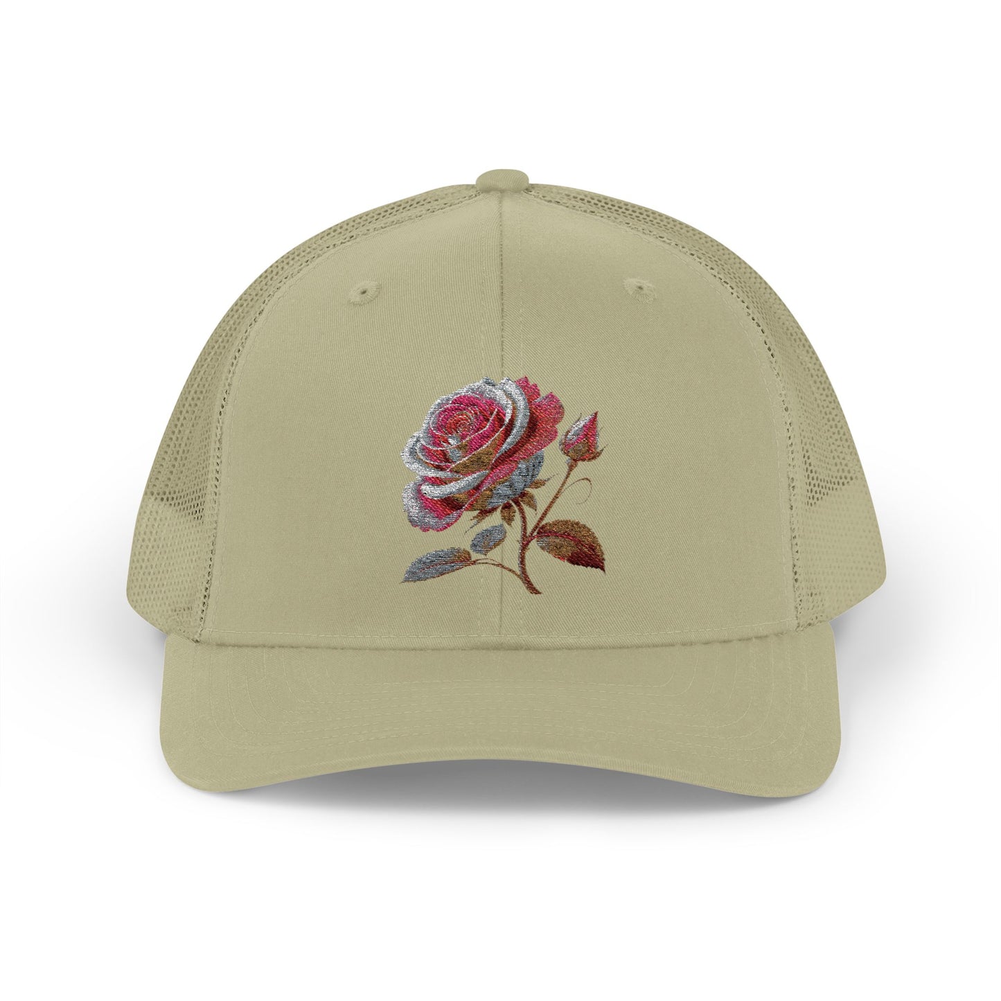 Rose Embellished Snapback Trucker Cap, Casual Hat for Outdoor Events, Gift for Flower Lovers, Stylish Fashion Accessory, Holiday Cap